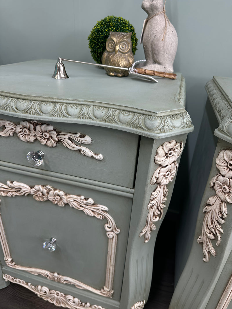 Classic French Duck egg  Set of two Bedside Tables | Paint Me Vintage