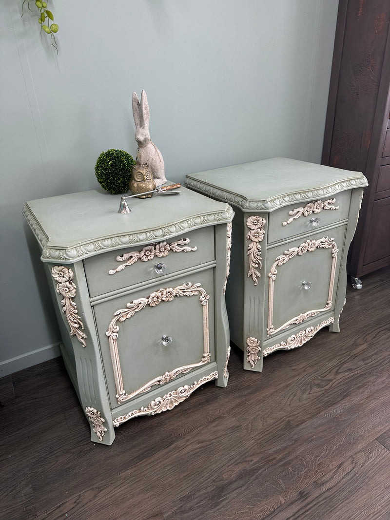Classic French Duck egg  Set of two Bedside Tables