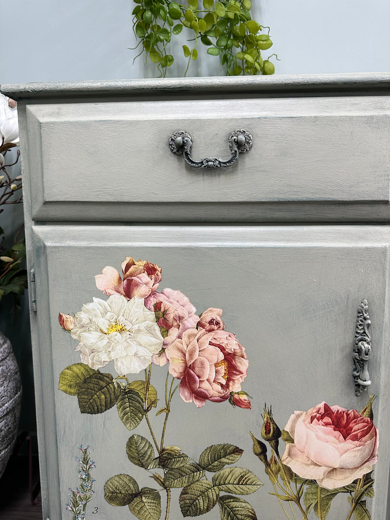 Rubbed Sage Floral Parisienne Sideboard | Paint Me Vintage