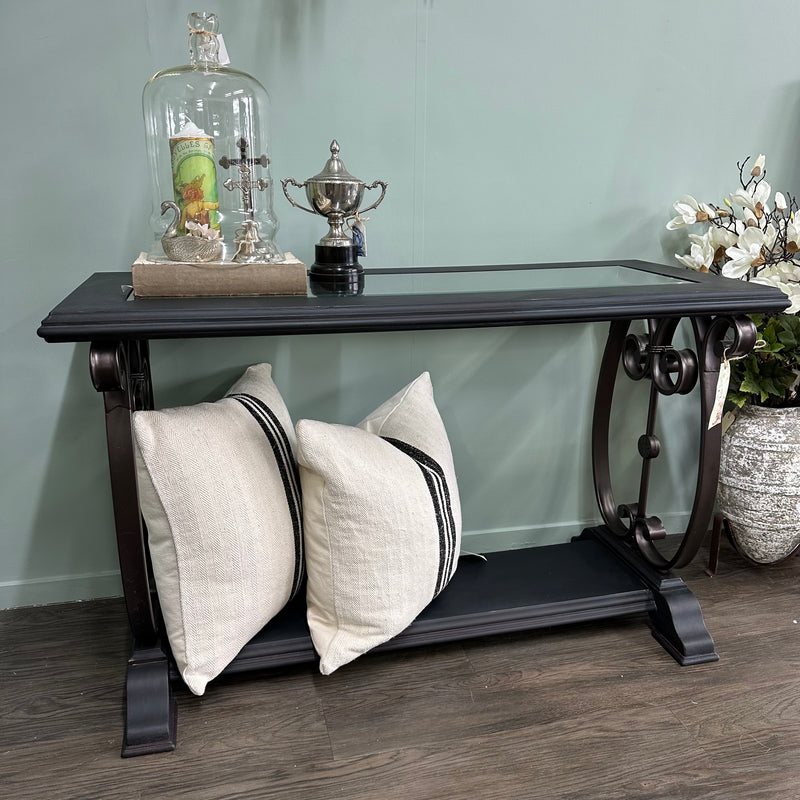 Carbon Black wood metal glass Hall Table | Paint Me Vintage