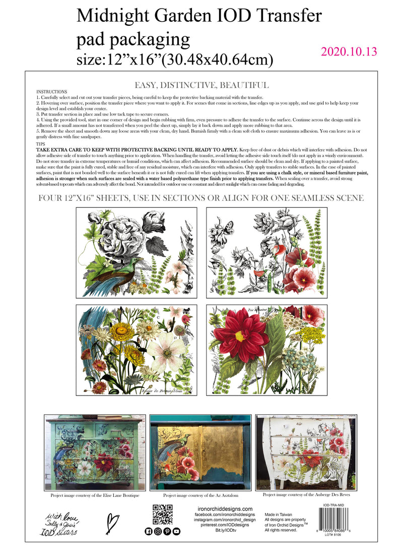 Midnight Garden I IOD Transfer I 4 sheets | Paint Me Vintage