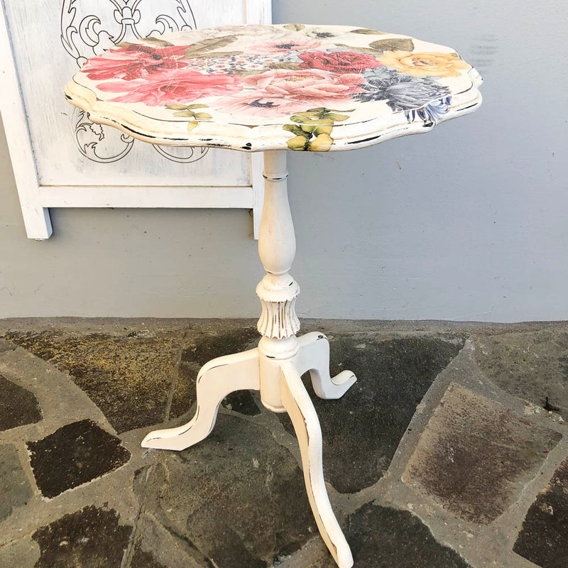 Riot of Flowers and Vintro White Table  -  not available