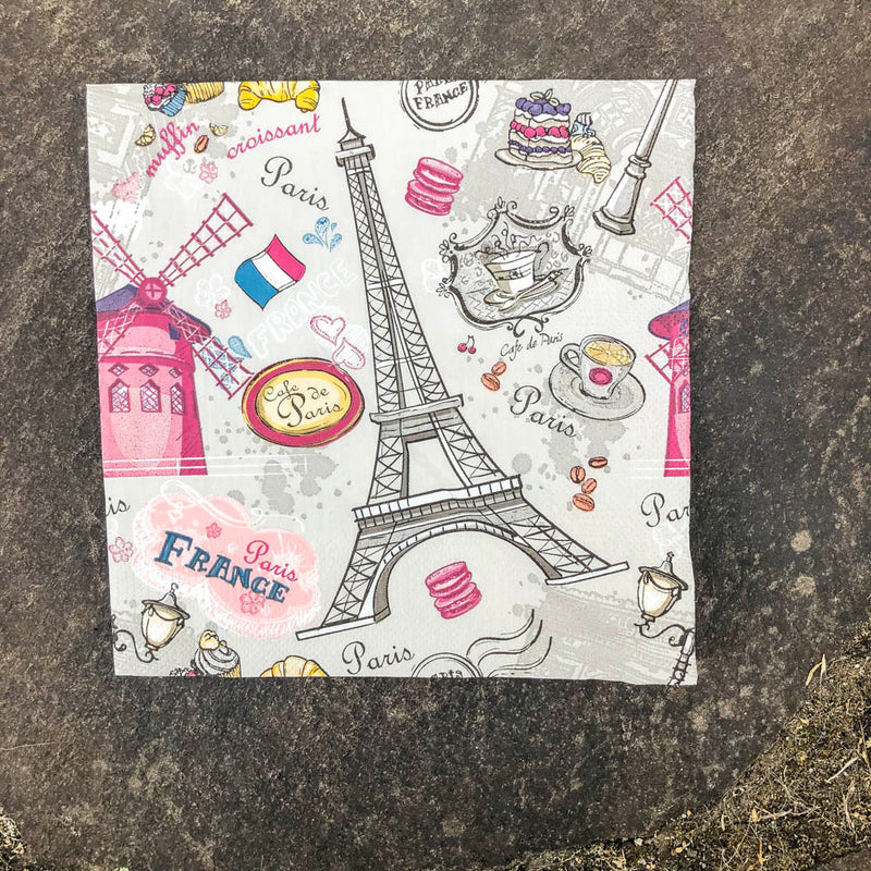 Napkin for Decoupage Eiffel Cafe de Paris NZ