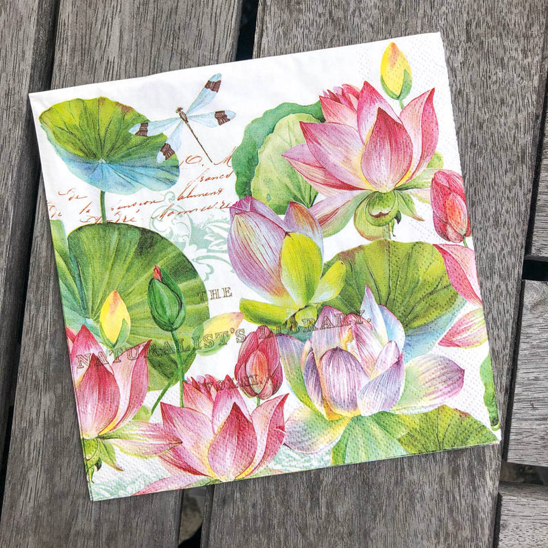 Water Lily Napkin for Decoupage