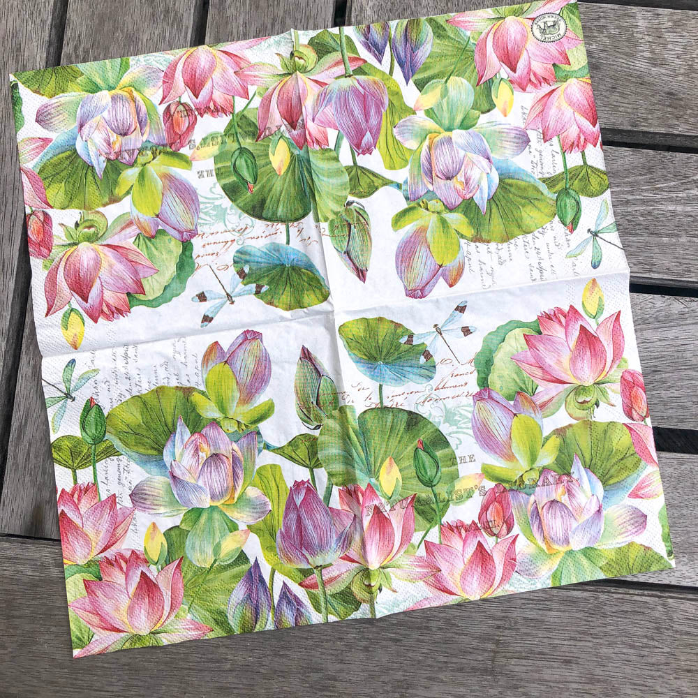 Water Lily Napkin for Decoupage