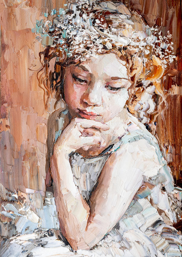 Pensive Girl I Mint by Michelle XL Decoupage Paper | Paint Me Vintage