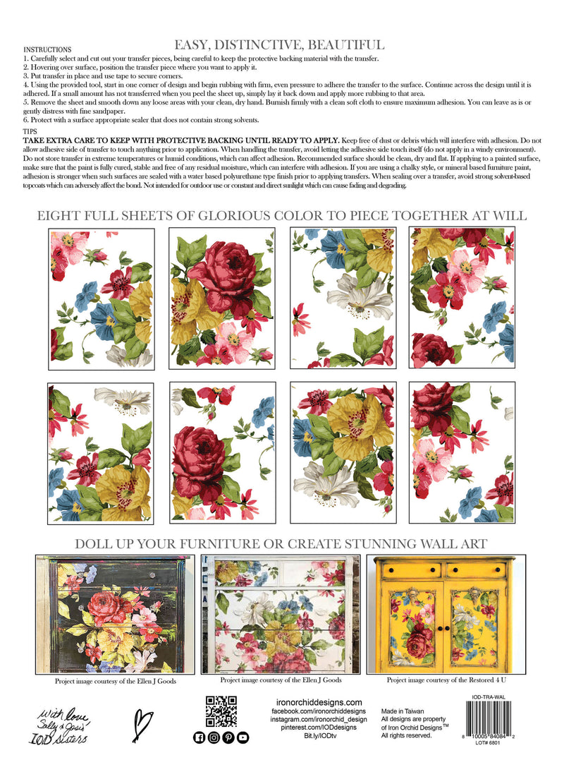 Wall Flower I IOD Transfer I 8 sheets | Paint Me Vintage