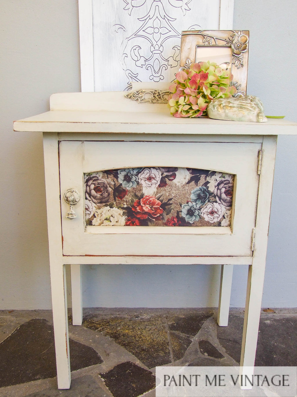 Yorkshire Stone Rustic Cabinet with Tea Rose Garden transfer NZ