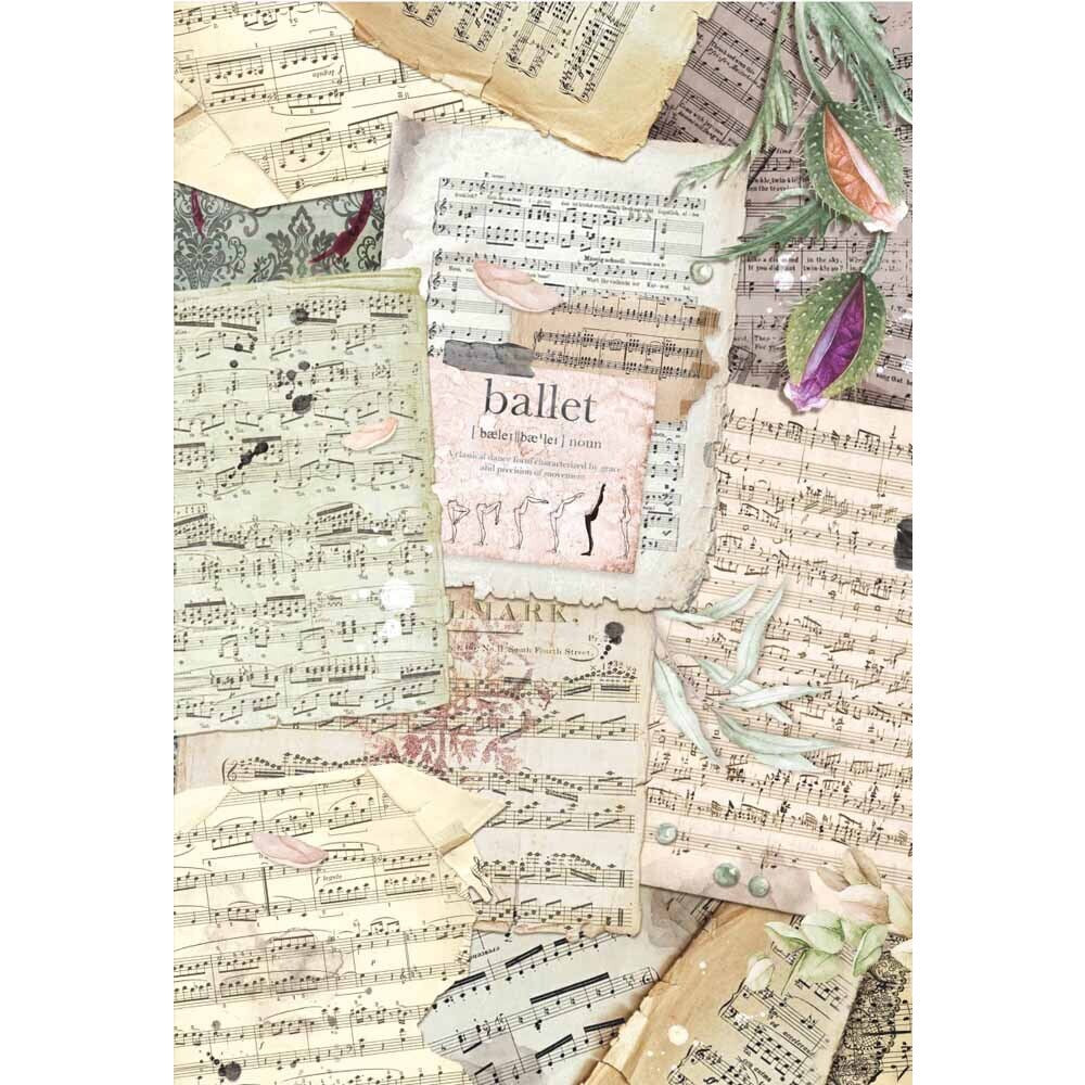 Ancient Musical Scores Rice Paper for Decoupage A4 | Paint Me Vintage