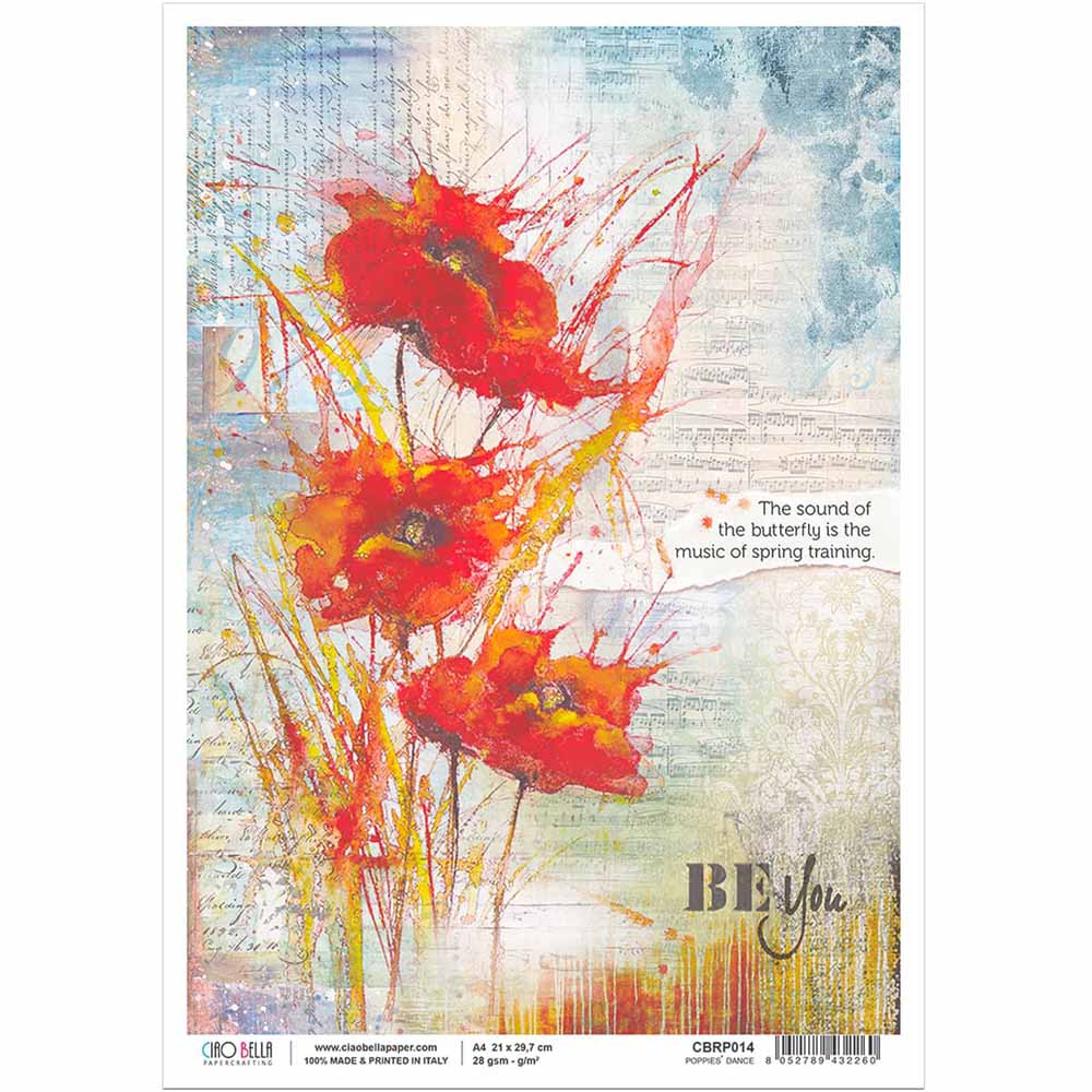 Poppies Dance Rice Paper for Decoupage A4