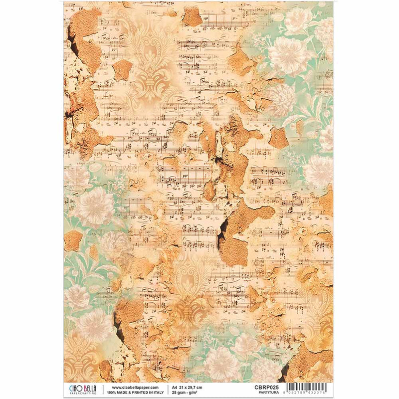 Partitura Rice Paper for Decoupage A4 | Paint Me Vintage