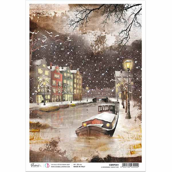 Memorable Snowy Day Rice Paper for Decoupage A4