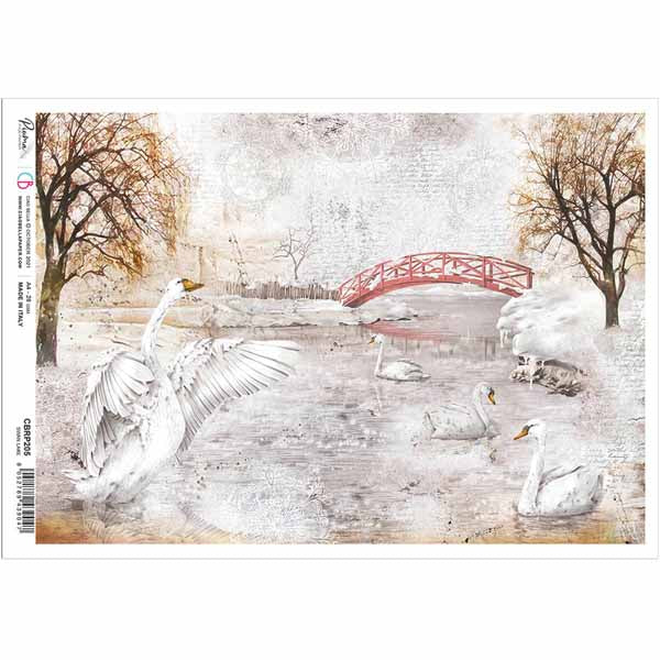 Swan Lake Rice Paper for Decoupage A4