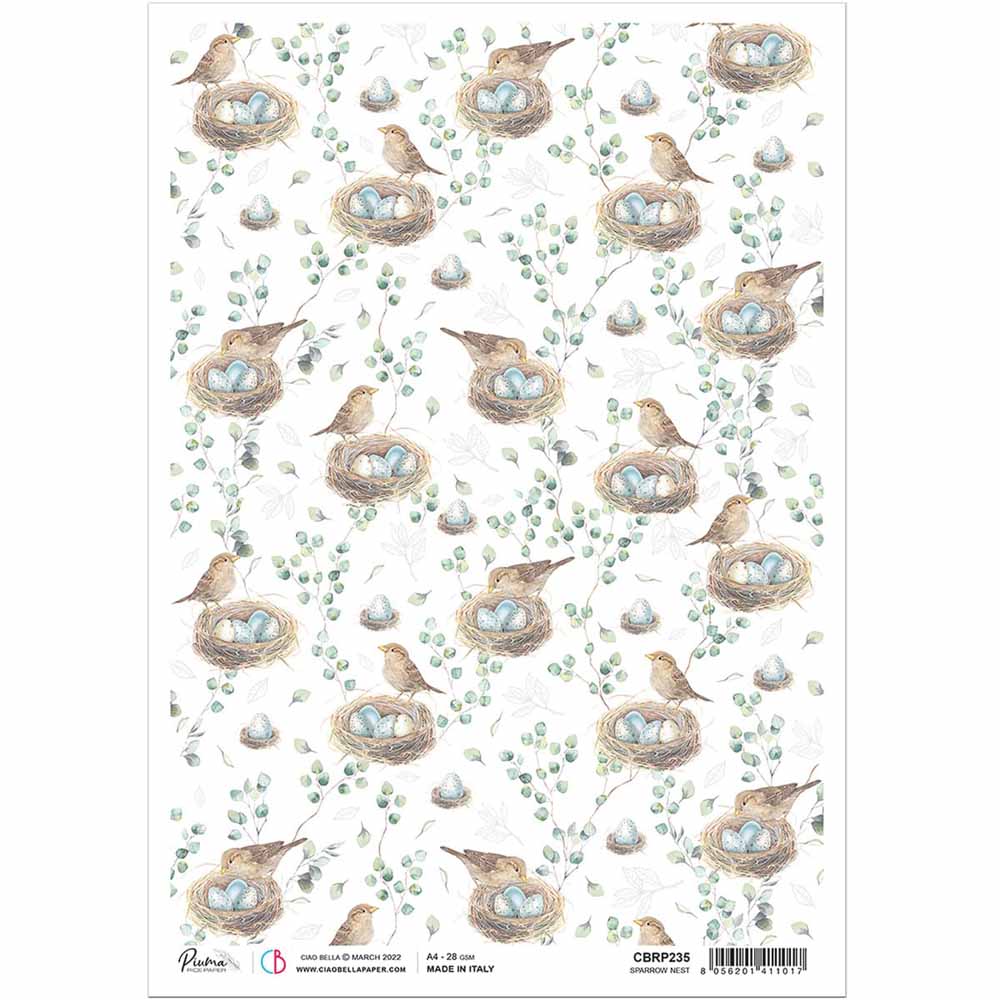 Sparrow Nest Rice Paper for Decoupage A4 | Paint Me Vintage