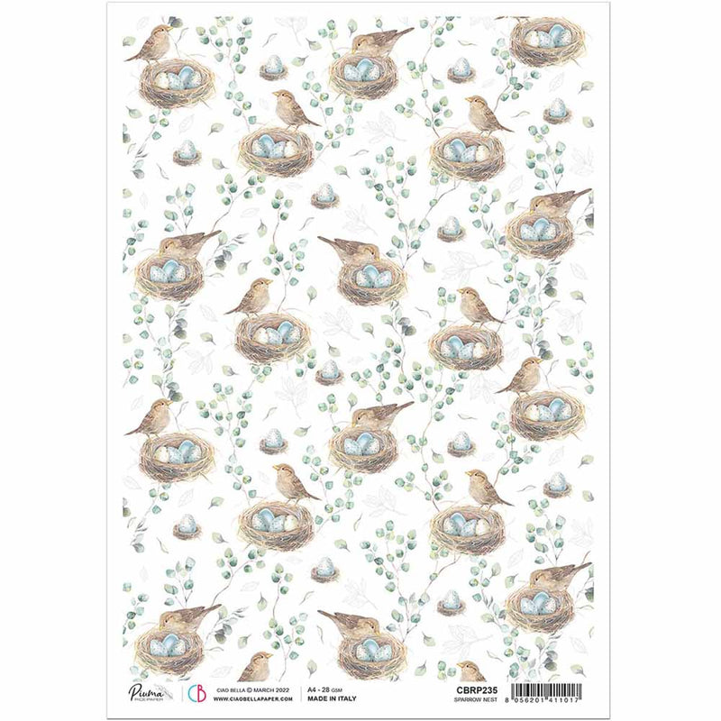 Sparrow Nest Rice Paper for Decoupage A4 | Paint Me Vintage