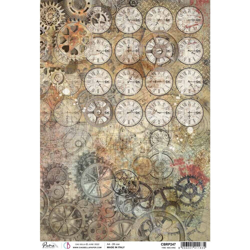 Time machine Rice Paper for Decoupage A4 | Paint Me Vintage