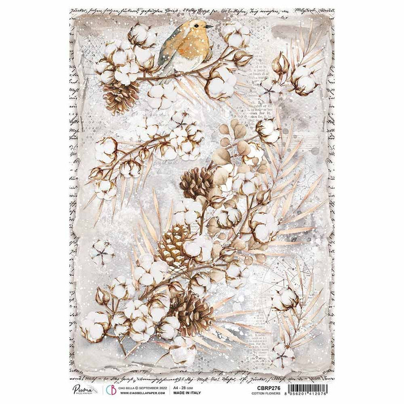 Cotton flowers Rice Paper for Decoupage A4