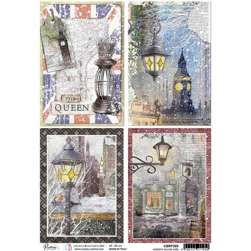 Londons Calling Cards Rice Paper for Decoupage A4