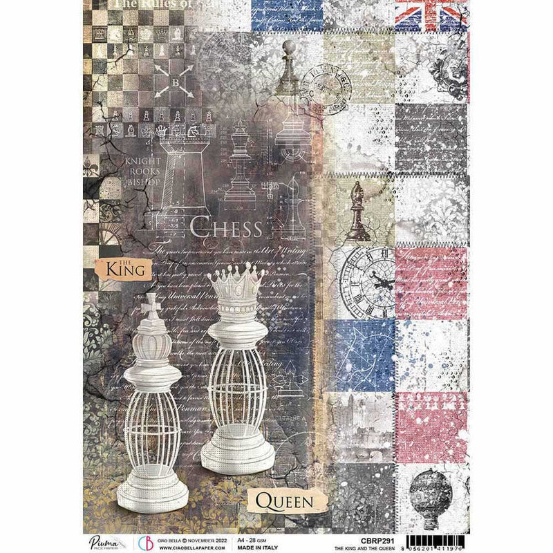 King and Queen Chess Rice Paper for Decoupage A4