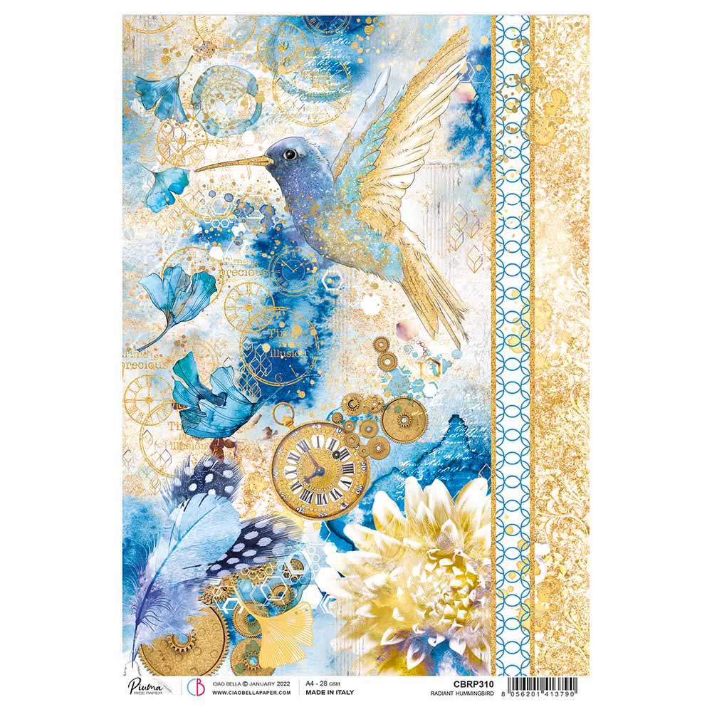 Radiant Hummingbird Rice Paper for Decoupage A4