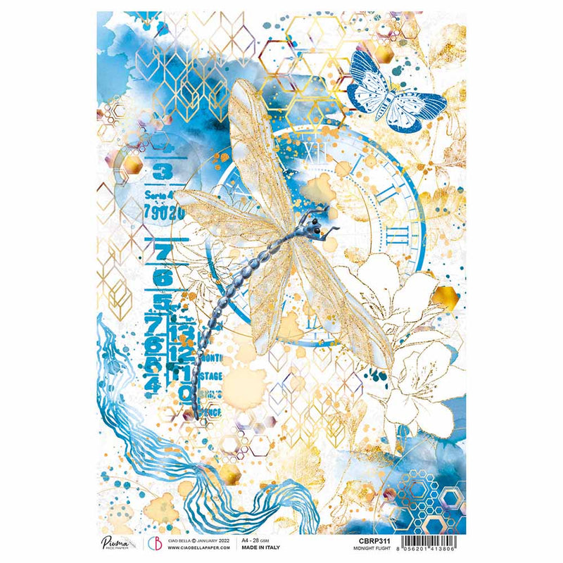 Midnight Flight Rice Paper for Decoupage A4
