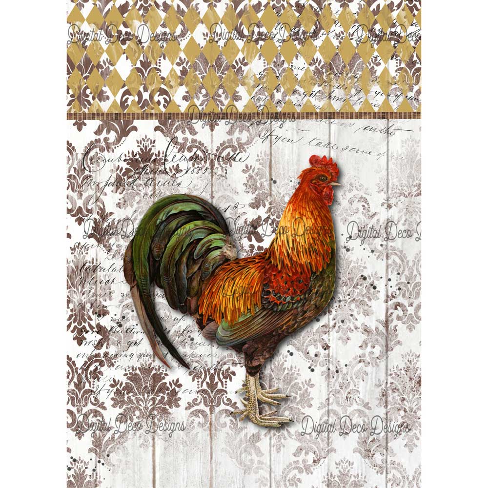 Tuscan Roost Rice Paper for Decoupage A3