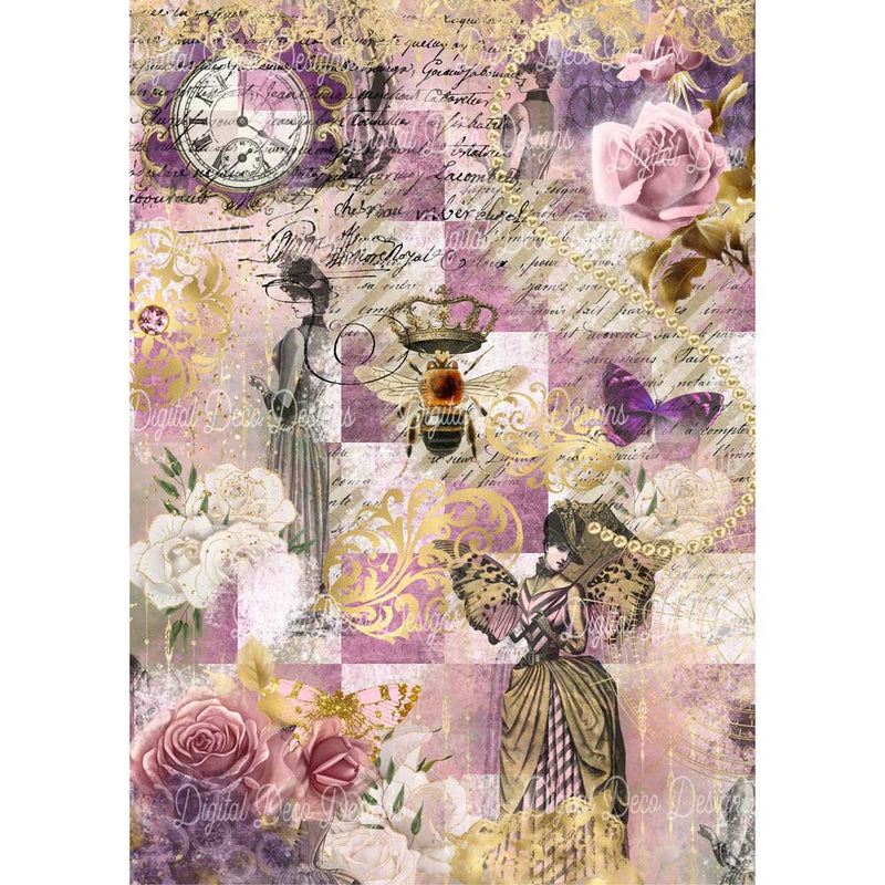 Forever Queen Bee Rice Paper for Decoupage A4