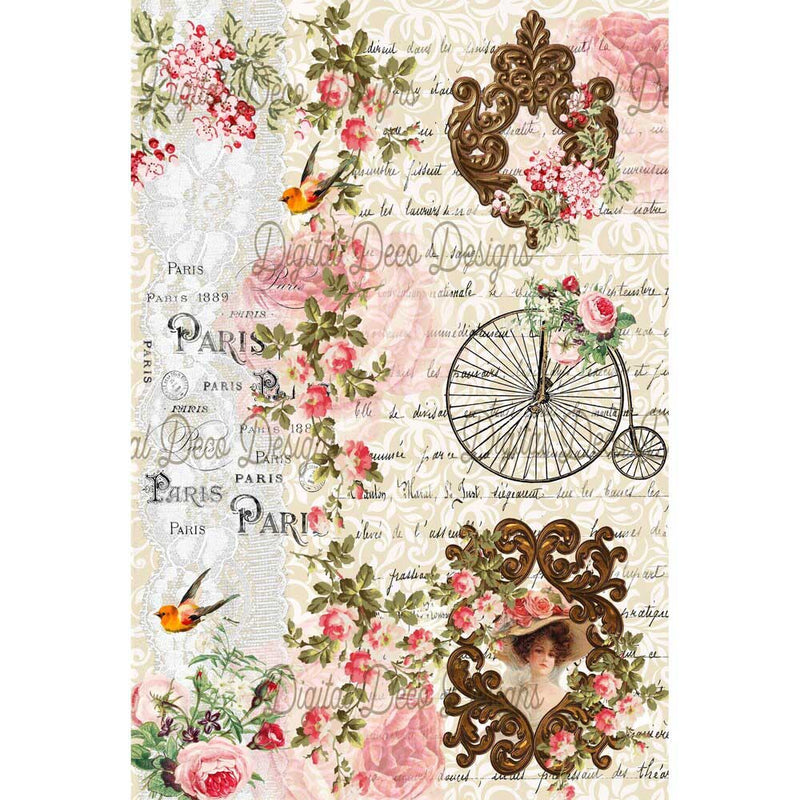 Letter from Paris Rice Paper for Decoupage A4