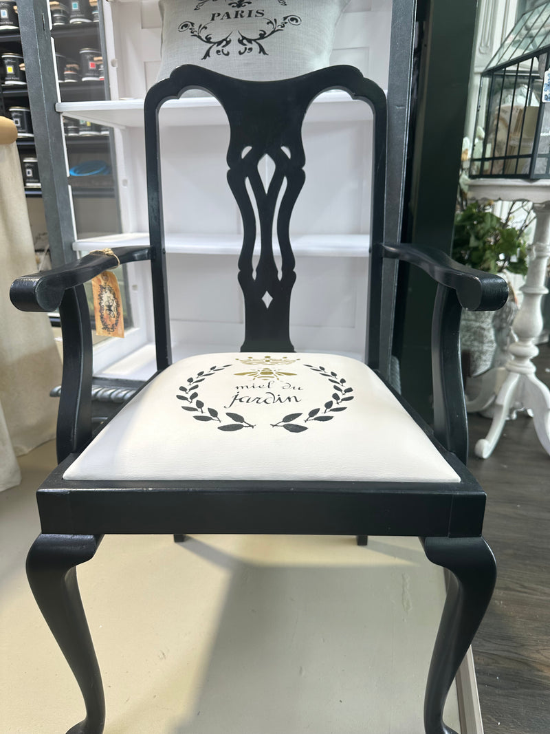 French Bee Fabric and Frame painted Chair