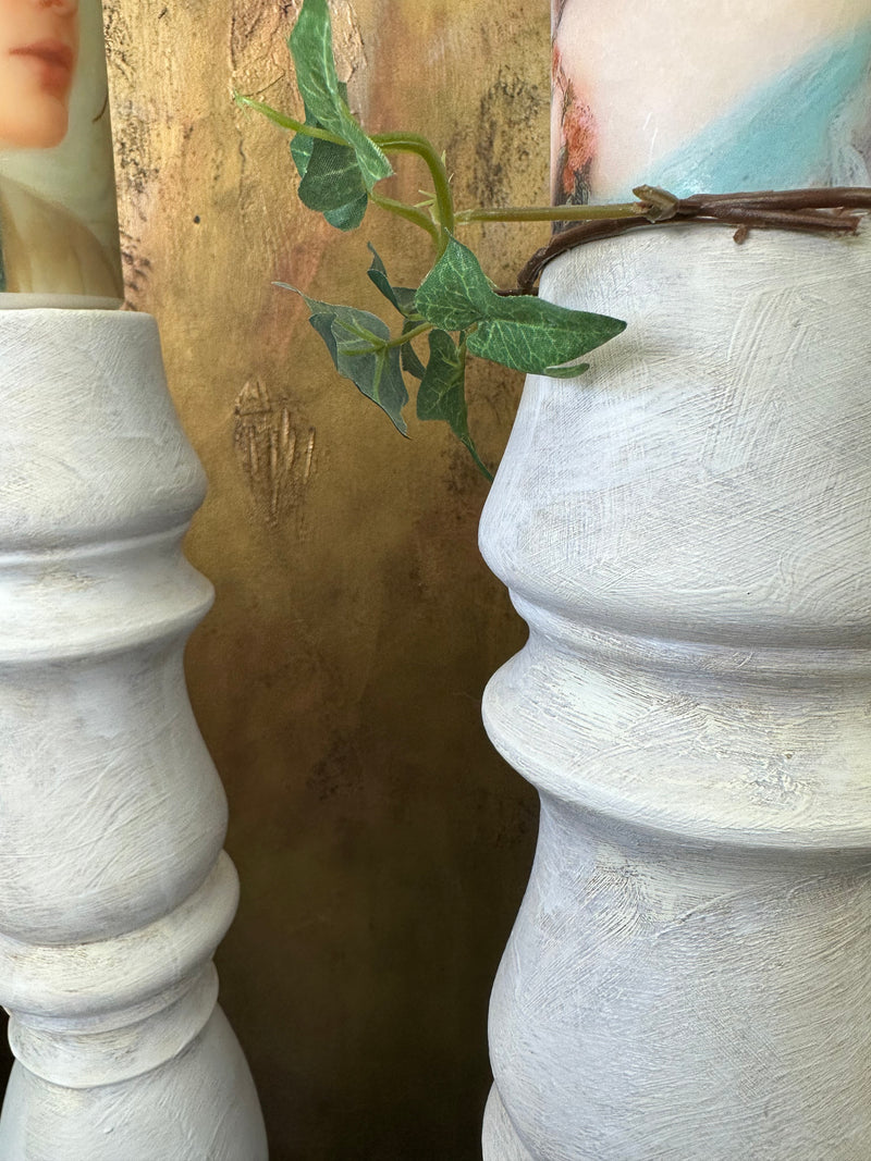 French Chateau White Bespoke Candlesticks | Paint Me Vintage
