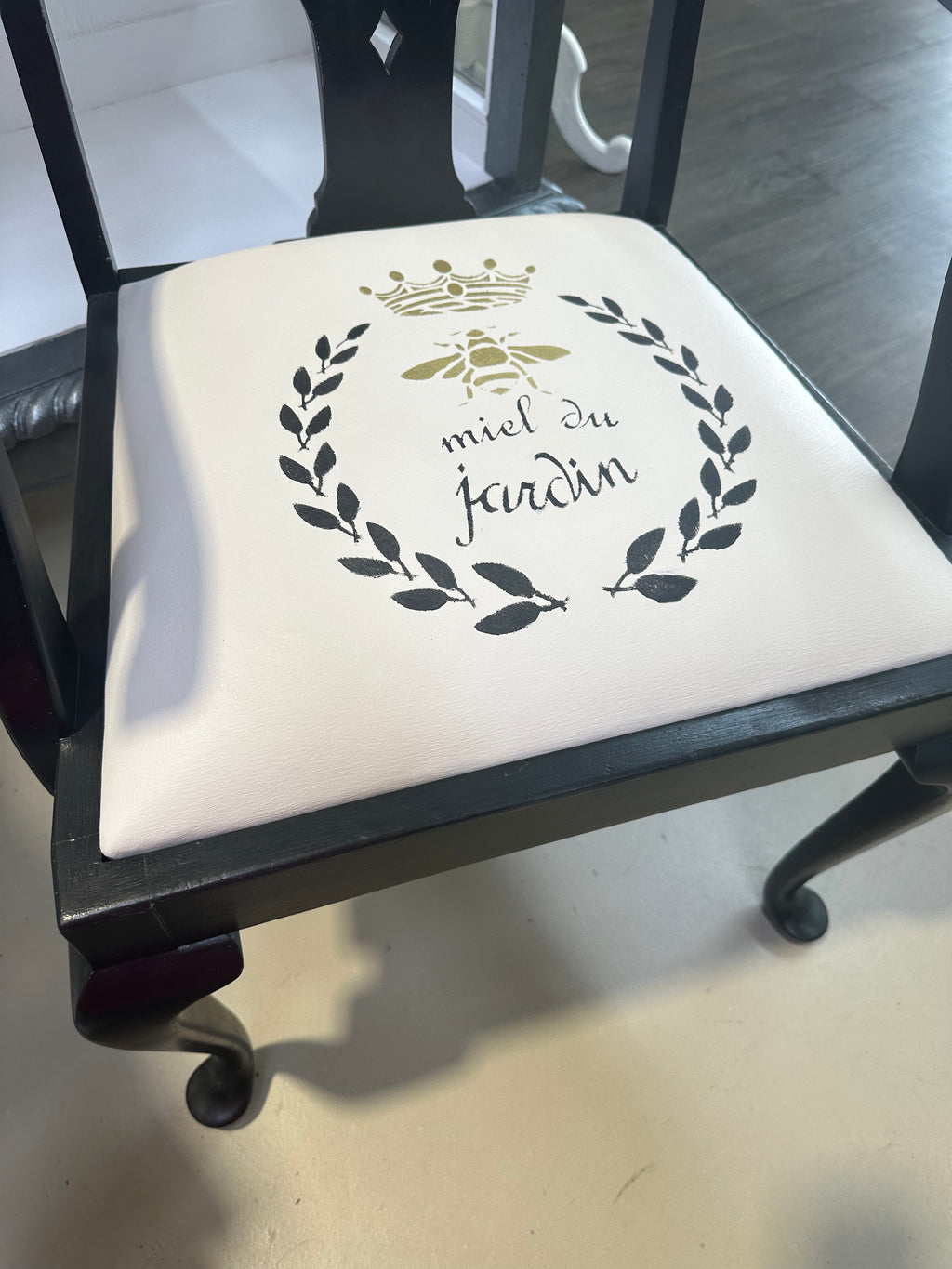 French Bee Fabric and Frame painted Chair