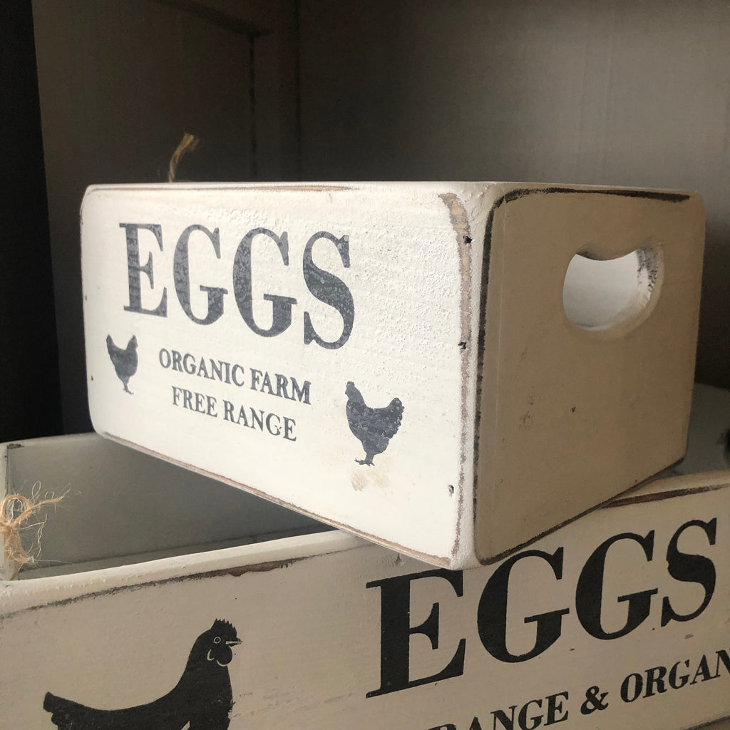 Egg & Chicken White 6pce wooden Tray