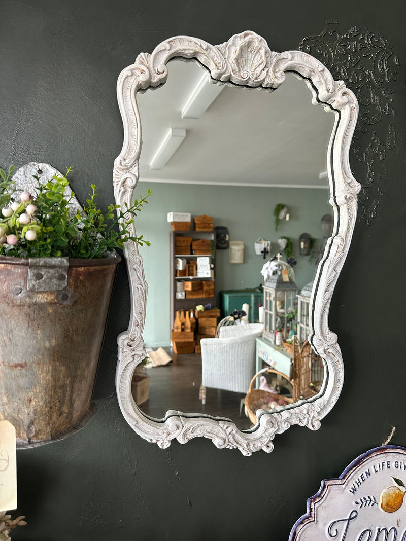 French Chateau look White Aged Vintage mirror | Paint Me Vintage