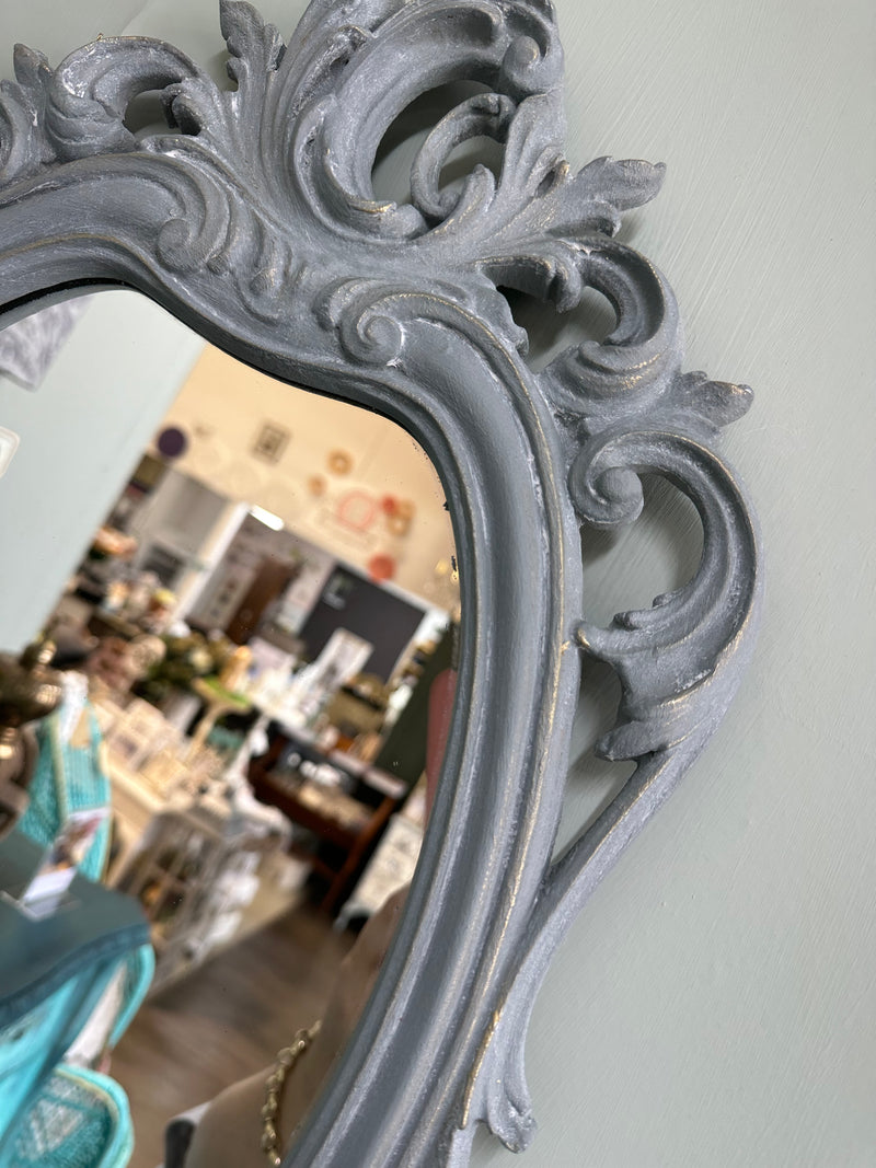 Blue Grey Chateau look Aged Vintage mirror | Paint Me Vintage