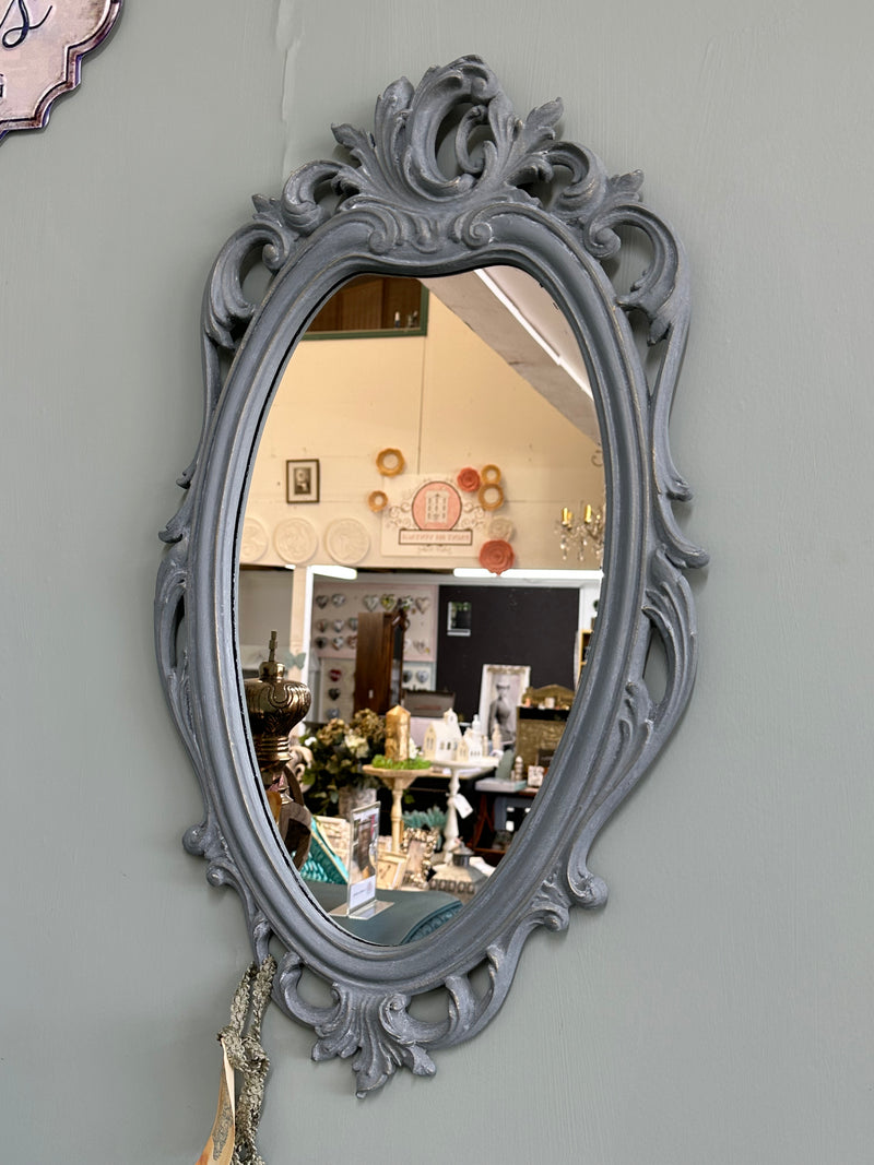 Blue Grey Chateau look Aged Vintage mirror | Paint Me Vintage