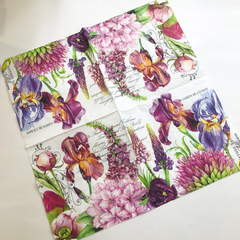 Iris & Flowers Napkin for Decoupage