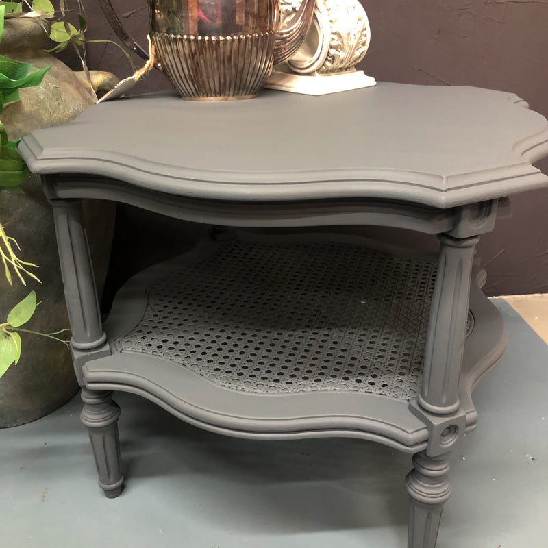 Clubhouse Grey Elegant Rattan Side Table | Paint Me Vintage