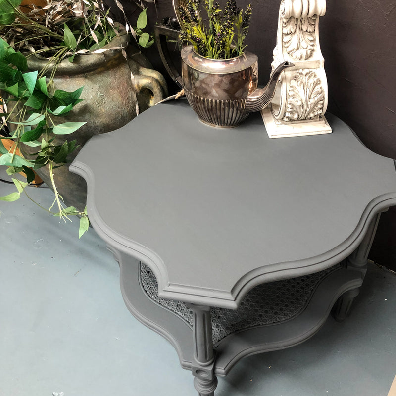 Clubhouse Grey Elegant Rattan Side Table | Paint Me Vintage