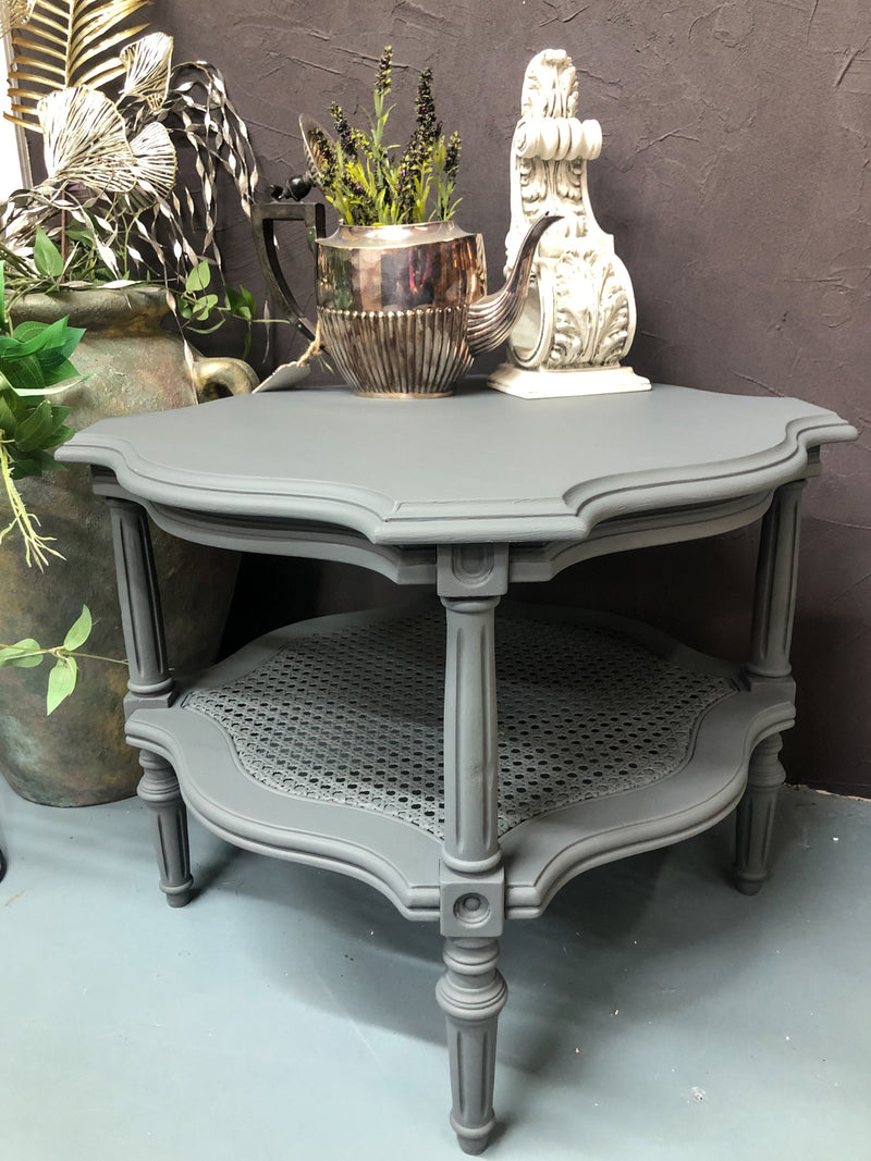 Clubhouse Grey Elegant Rattan Side Table | Paint Me Vintage