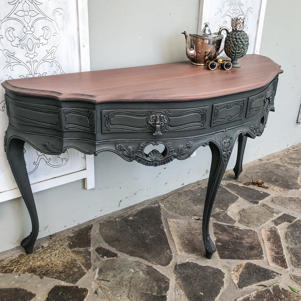Elegant Clubhouse Grey Demi Lune Table large