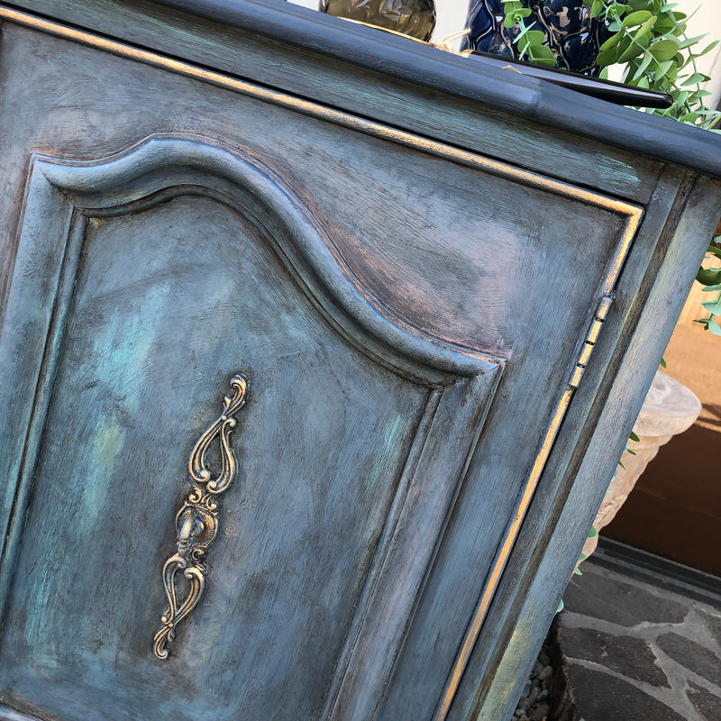 Layered Patina Sideboard with Obsidian Blue