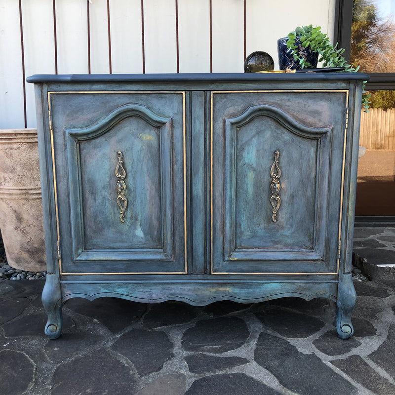 Layered Patina Sideboard with Obsidian Blue