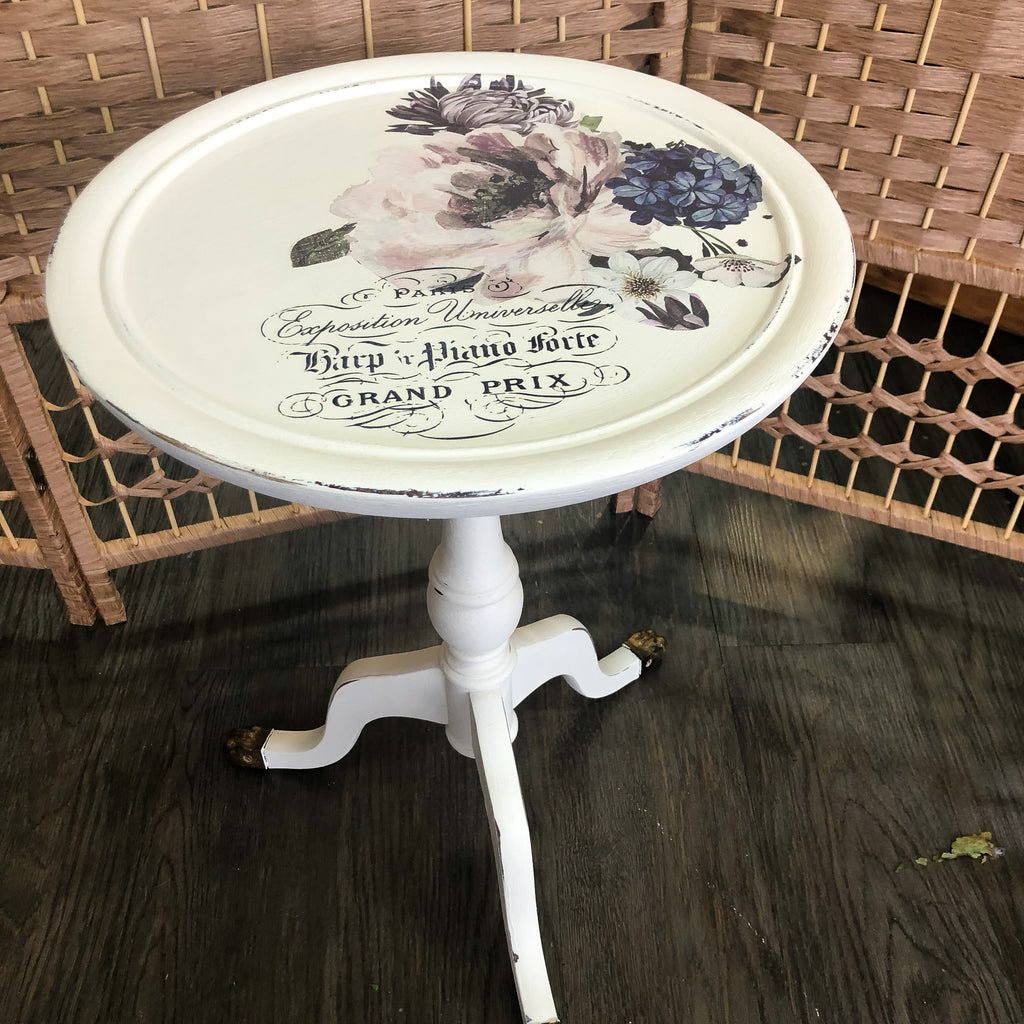 Wild Tusk French Floral Round Side Table | Paint Me Vintage
