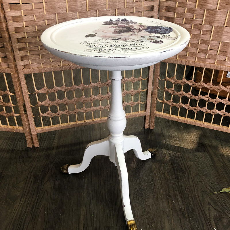 Wild Tusk French Floral Round Side Table | Paint Me Vintage