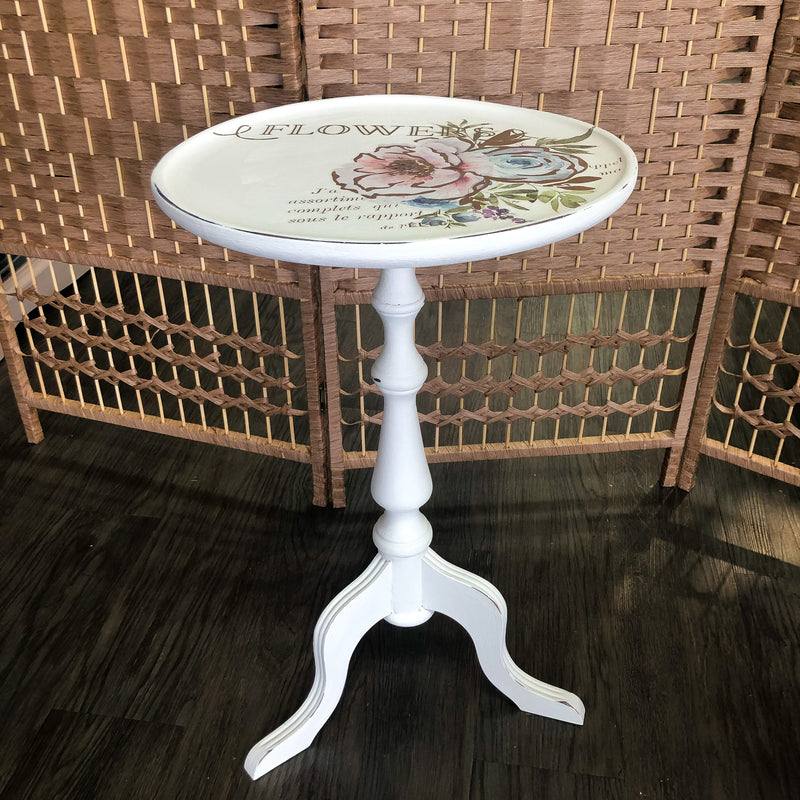 Wild Tusk Flower Round Side Table | Paint Me Vintage