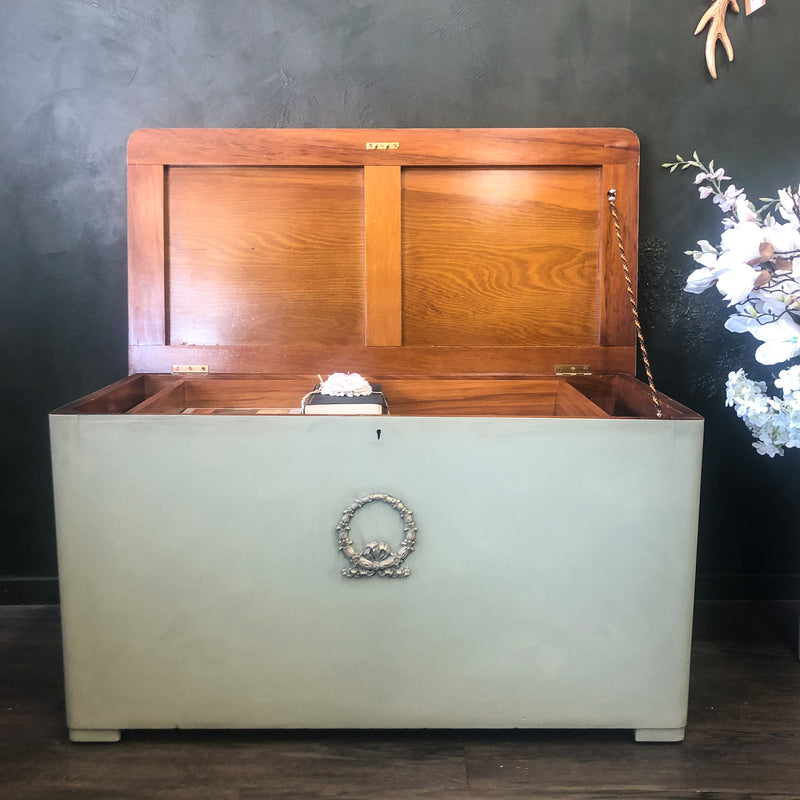 Rubbed Sage Autumnal Trunk and Blanket Box | Paint Me Vintage