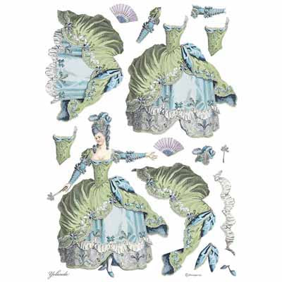 Lady Renaissance Green Rice Paper for Decoupage A3