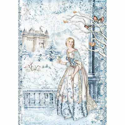 Fairy in Snow Rice Paper for Decoupage A4
