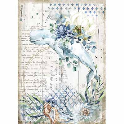 Blue Whale Rice Paper for Decoupage A4